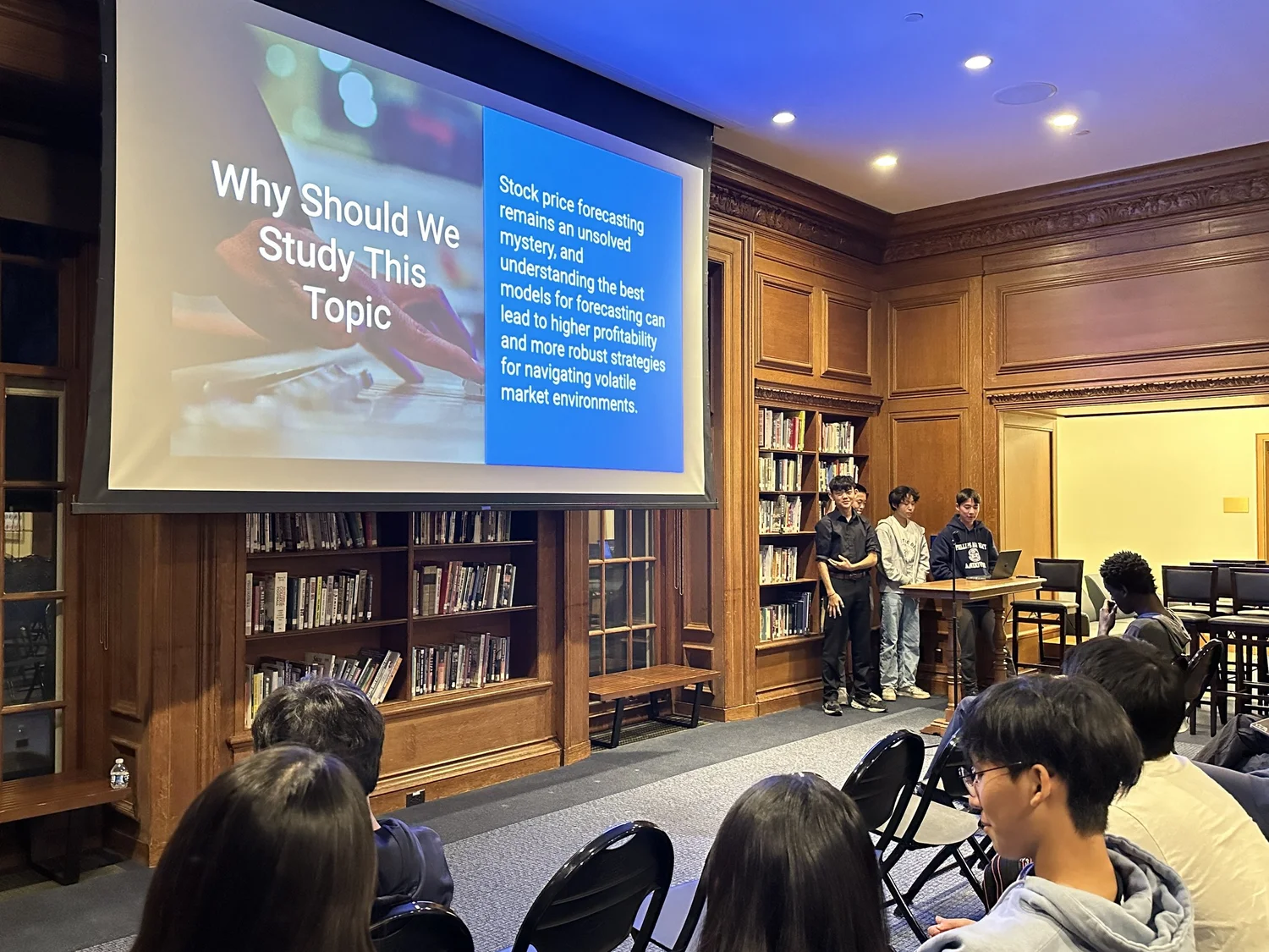 A student presenting a project